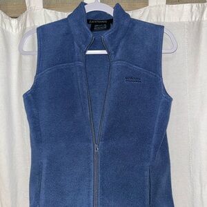 Kathmandu Blue Fleece Vest Zip-Up Stand Collar
